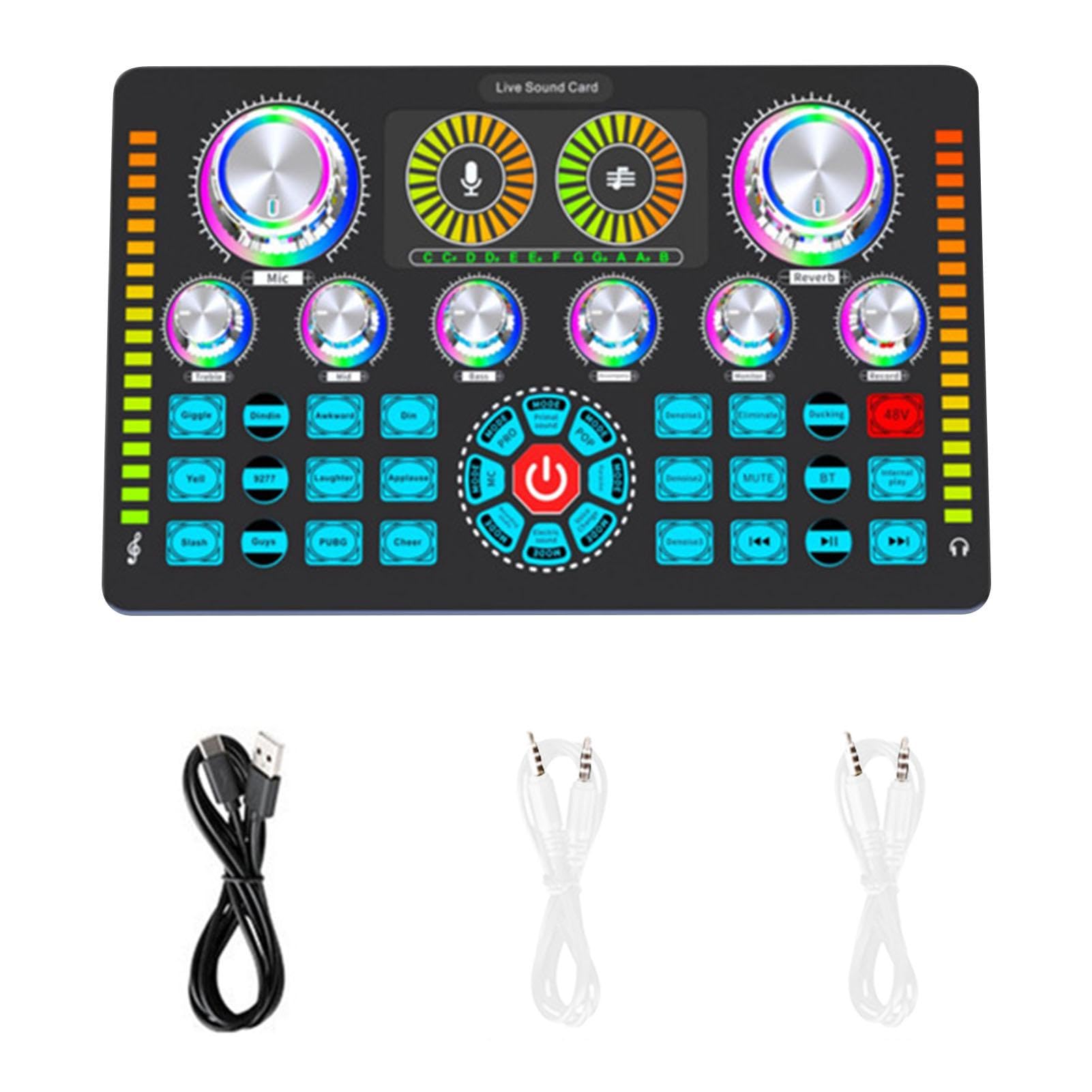 Q7 Live Sound Card, Live Sound Board, Voice Changer Audio Mixer